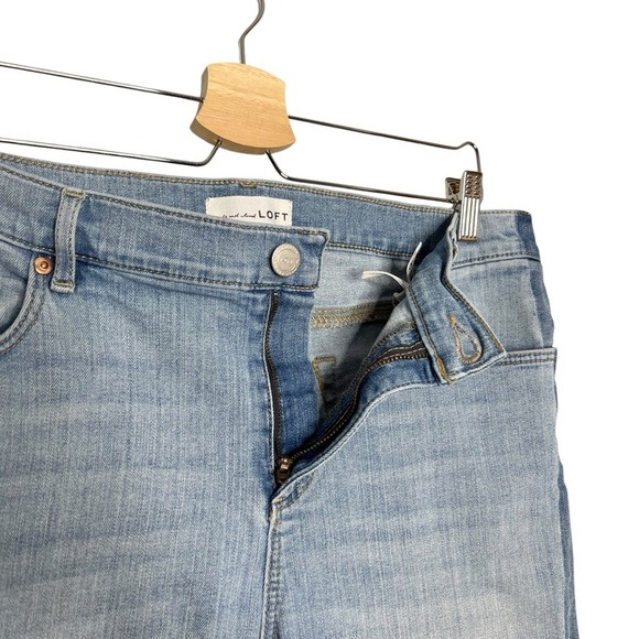 LOFT Light Wash Modern Skinny Side Stripe Step Raw Hem Jeans - Picture 10 of 14